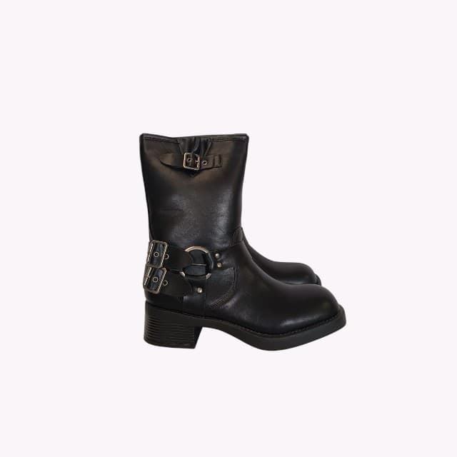 Botas Biker Negras con Hebillas Metálicas Buonarotti: Las Imprescindibles. - Imagen 1