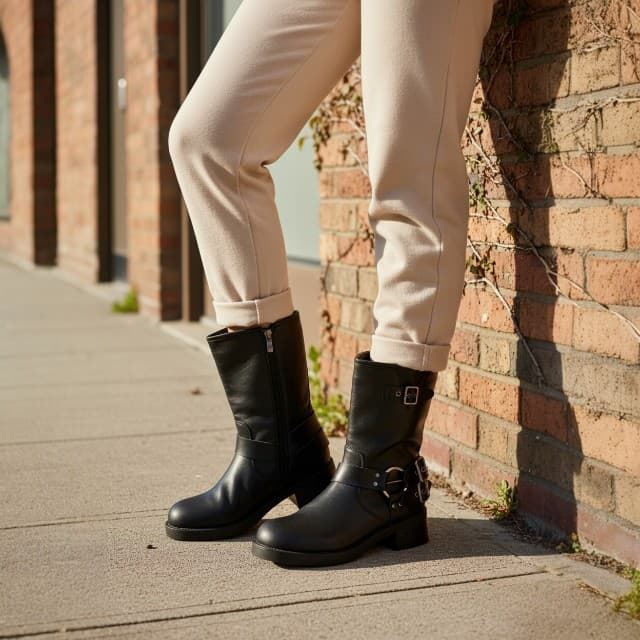 Botas Biker Negras con Hebillas Metálicas Buonarotti: Las Imprescindibles. - Imagen 4