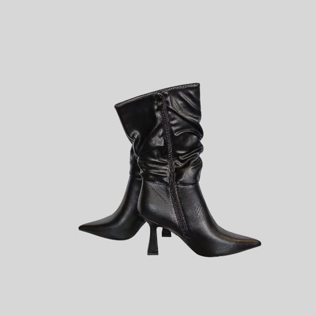 Botas Slouchy 'Glam' Negras Virucci con Tacón Escultural y Punta Afilada. - Imagen 4