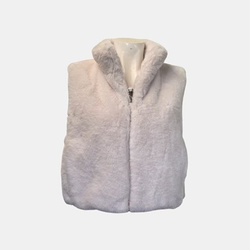 Chaleco "3 DESY" Blanco Marfil - Efecto Piel Suave con Cremallera - Imagen 2