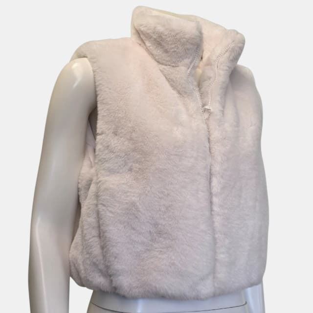 Chaleco "3 DESY" Blanco Marfil - Efecto Piel Suave con Cremallera - Imagen 4