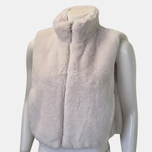 Chaleco "3 DESY" Blanco Marfil - Efecto Piel Suave con Cremallera - Imagen 5