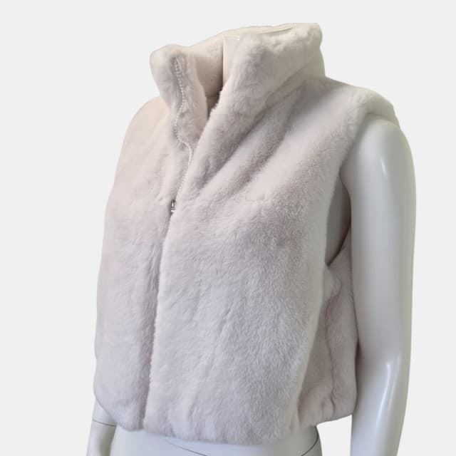 Chaleco "3 DESY" Blanco Marfil - Efecto Piel Suave con Cremallera - Imagen 6