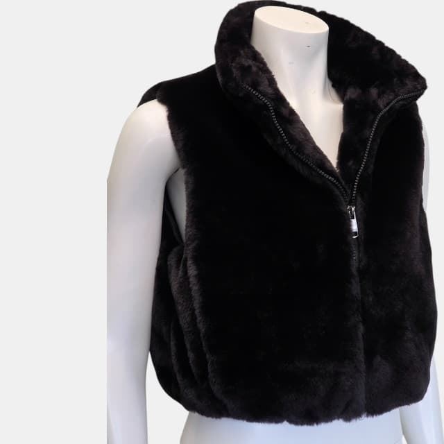 Chaleco de Pelo Sintético Negro con Cuello Alto y Cremallera - 3DESY. - Imagen 3