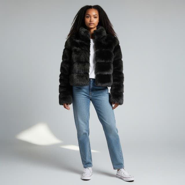 Chaqueta de Pelo Sintetico Faux Fur Brigth Girl. - Imagen 4