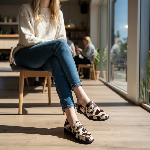 Mocasines  Ideal Shoes Cow Print. - Imagen 6