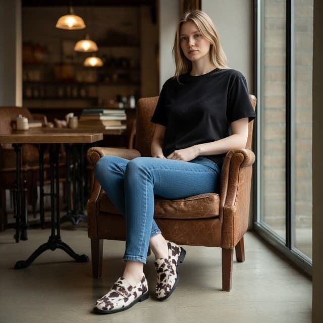 Mocasines  Ideal Shoes Cow Print. - Imagen 7